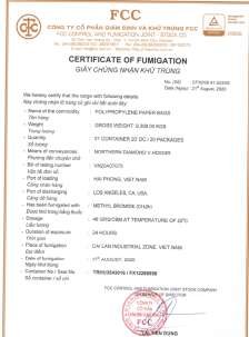 Certificate of fumigation · FCC